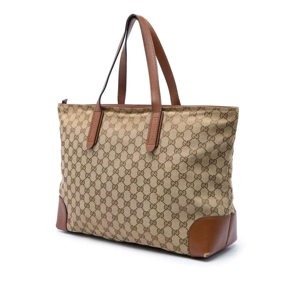 Gucci GG Canvas Web Tote Beige Canvas Good - Back View