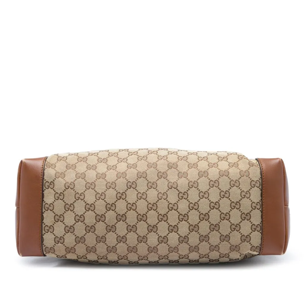 Gucci GG Canvas Web Tote Beige Canvas Good - Inside View