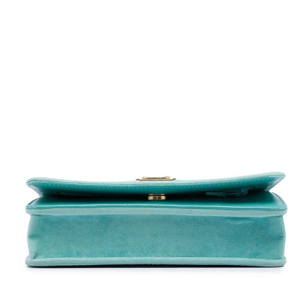 Chanel Quilted Velvet Boy Wallet On Chain Blue Very good - Inside View
