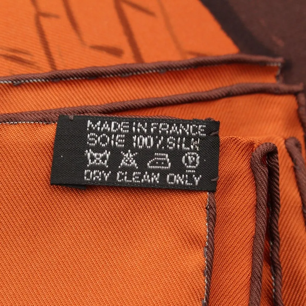 Hermès Les Boxes Silk Scarf 90 Orange Silk Never worn - Model View
