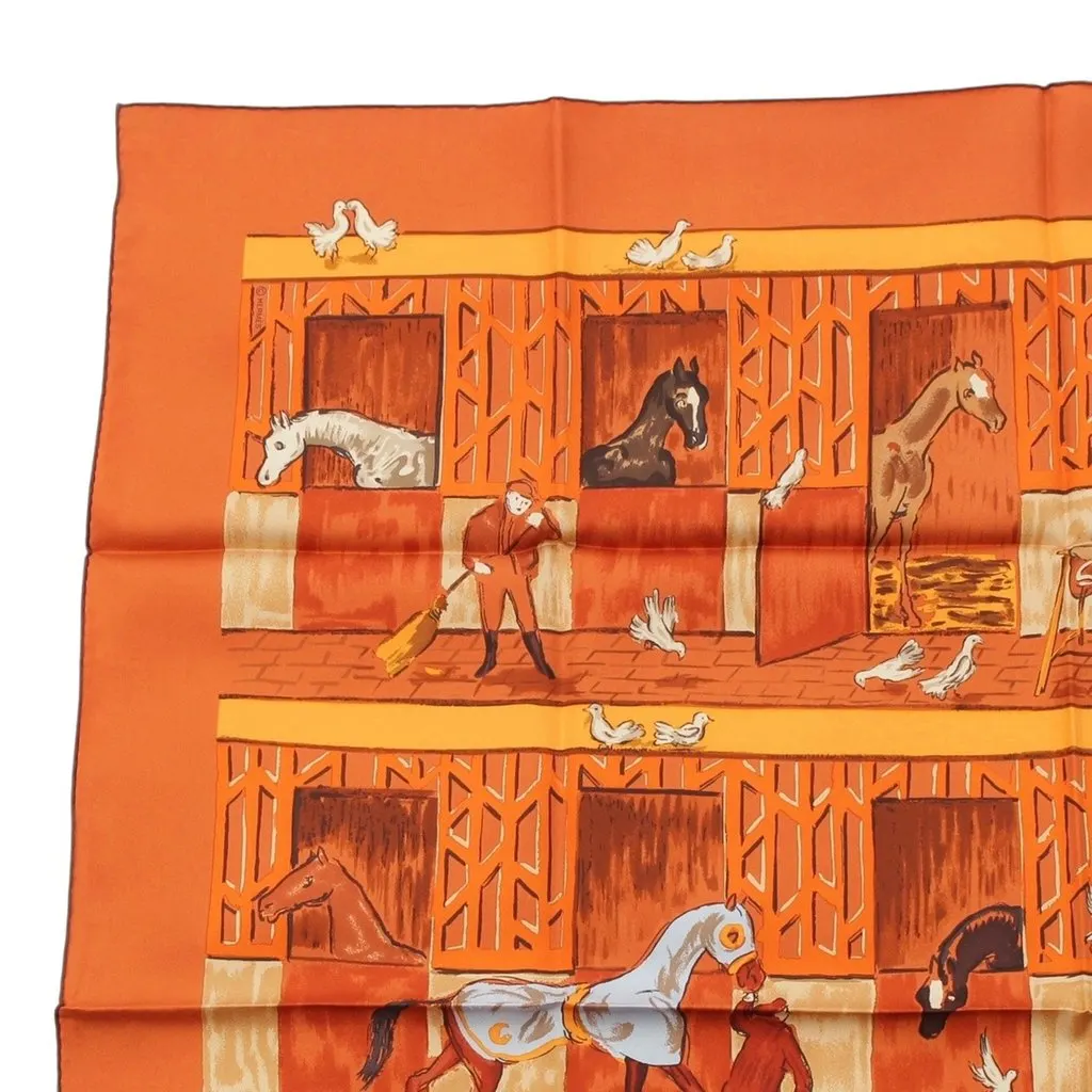 Hermès Les Boxes Silk Scarf 90 Orange Silk Never worn - Box View