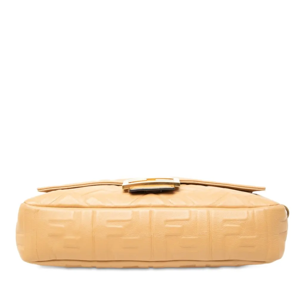 Fendi Zucca Embossed Leather Baguette Satchel Beige Leather Very good - Inside View
