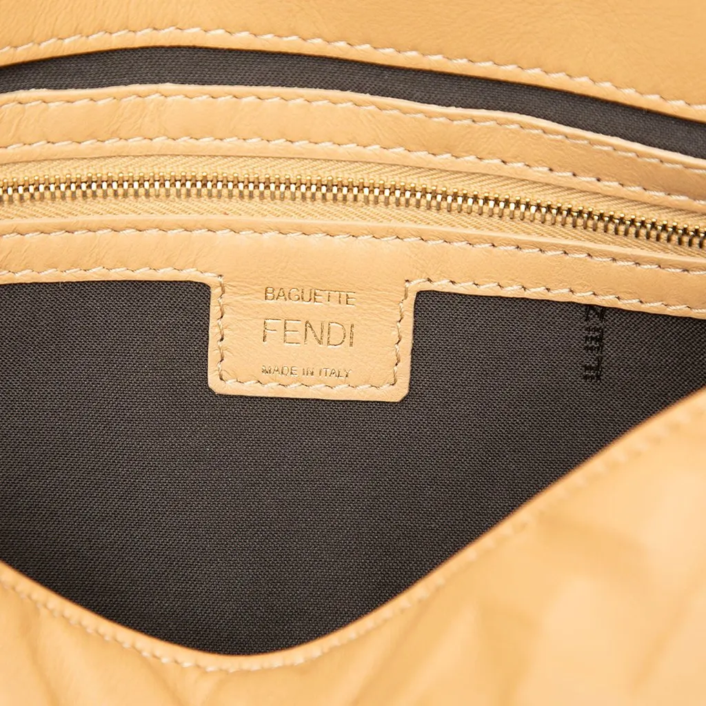 Fendi Zucca Embossed Leather Baguette Satchel Beige Leather Very good - Box View
