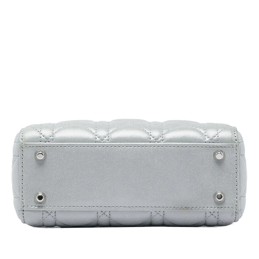 Dior Mini Iridescent Lambskin Cannage Lady Dior Silver Leather Very good - Inside View