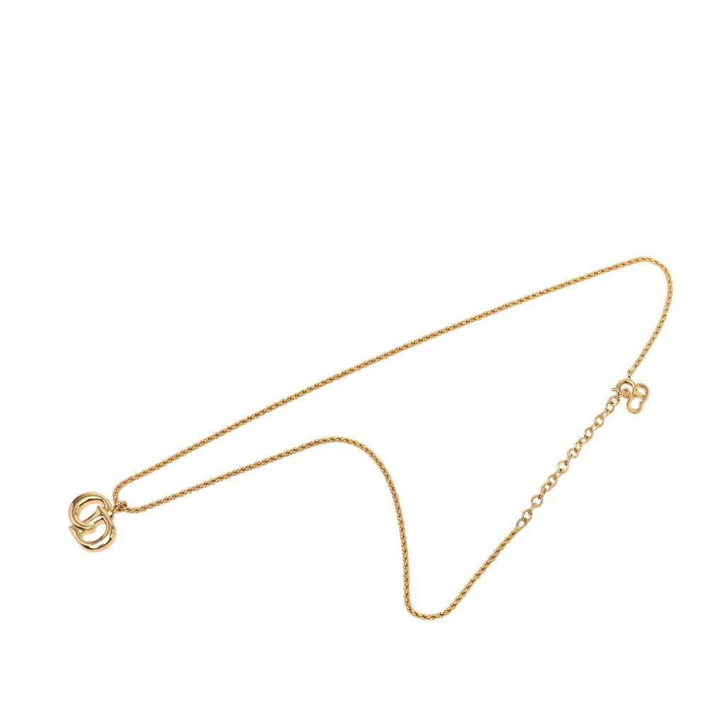 Dior Gold Plated CD Logo Pendant Necklace Gold Metal Very good - Front View