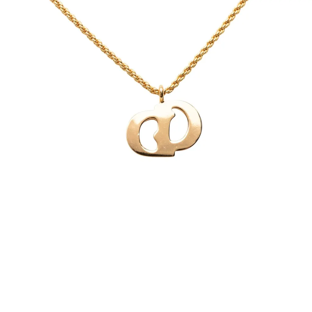 Dior Gold Plated CD Logo Pendant Necklace Gold Metal Very good - Inside View