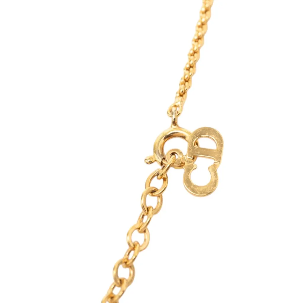Dior Gold Plated CD Logo Pendant Necklace Gold Metal Very good - Model View