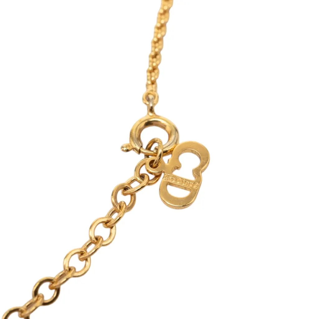 Dior Gold Plated CD Logo Pendant Necklace Gold Metal Very good - Box View