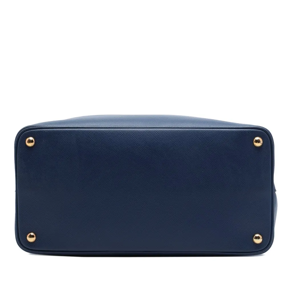 Prada Large Saffiano Cuir Double Satchel Blue Leather Very good - Inside View