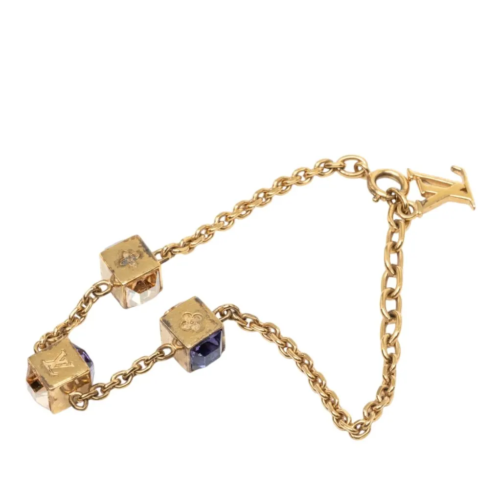 Louis Vuitton Gold Plated Strass Gamble Bracelet Gold Metal Very good - Front View