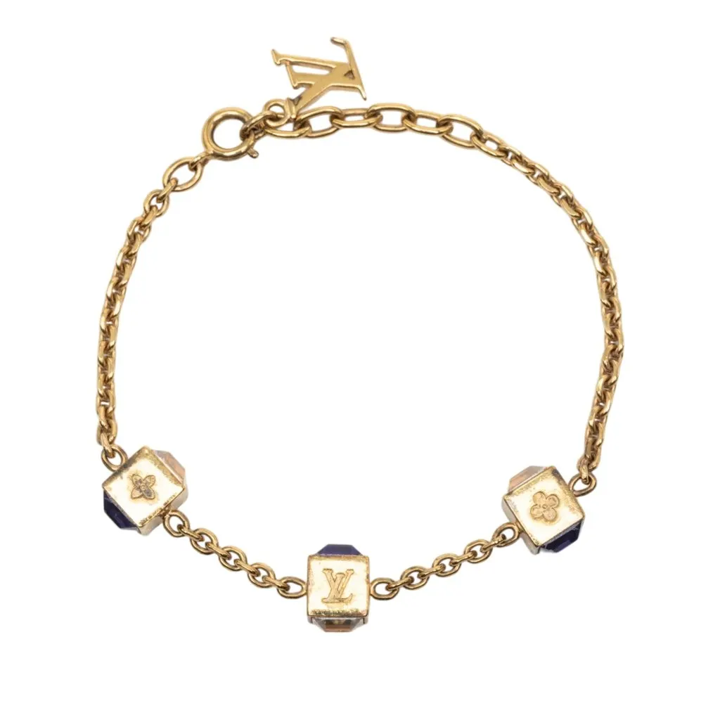 Louis Vuitton Gold Plated Strass Gamble Bracelet Gold Metal Very good - Back View