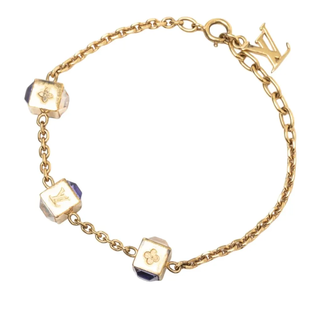 Louis Vuitton Gold Plated Strass Gamble Bracelet Gold Metal Very good - Inside View