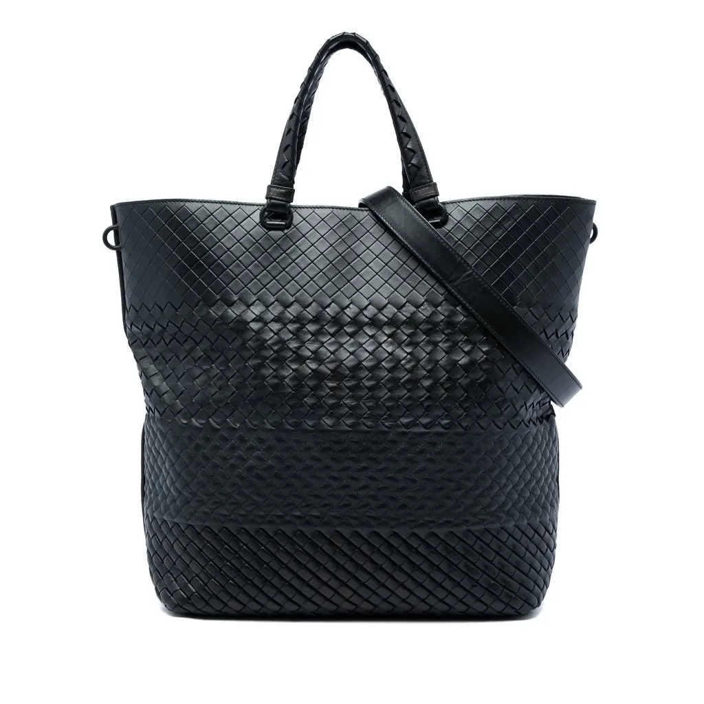 Bottega Veneta Nappa Intrecciato Imperatore Convertible Tote Black Leather Very good - Front View