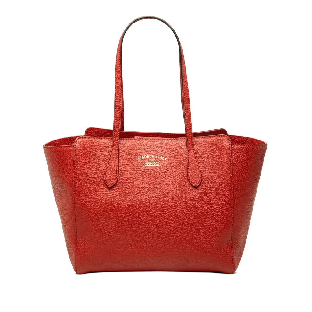 Gucci Small Calfskin Swing Tote Red Leather Good - Front View