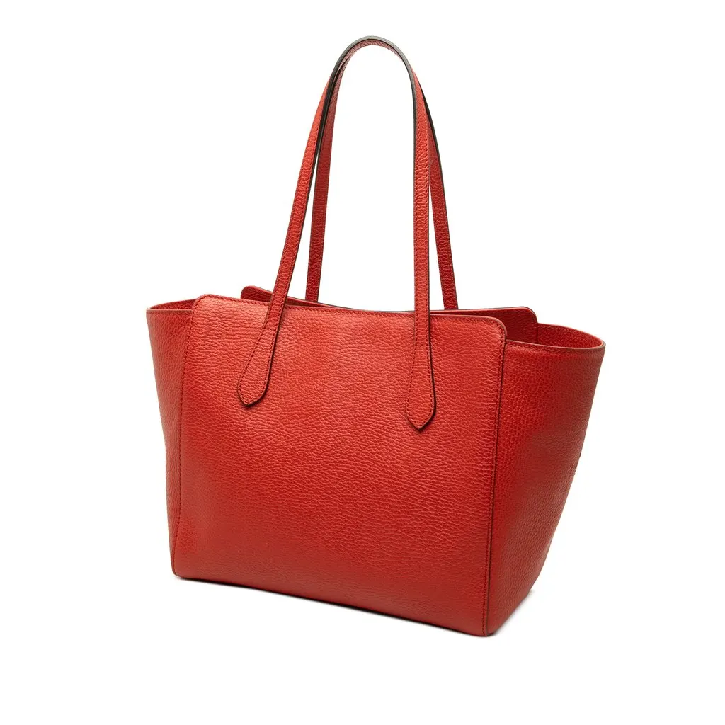 Gucci Small Calfskin Swing Tote Red Leather Good - Back View