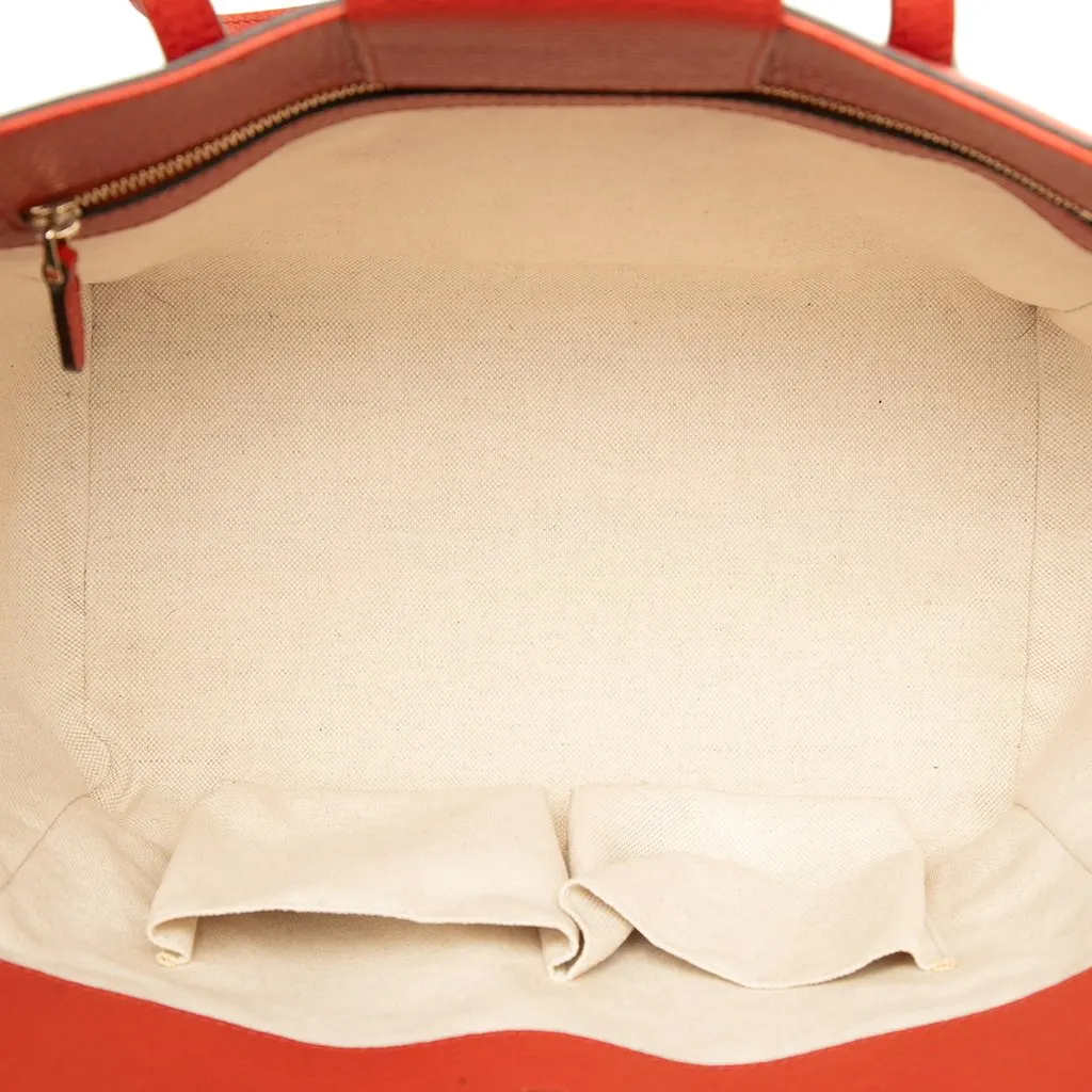 Gucci Small Calfskin Swing Tote Red Leather Good - Model View