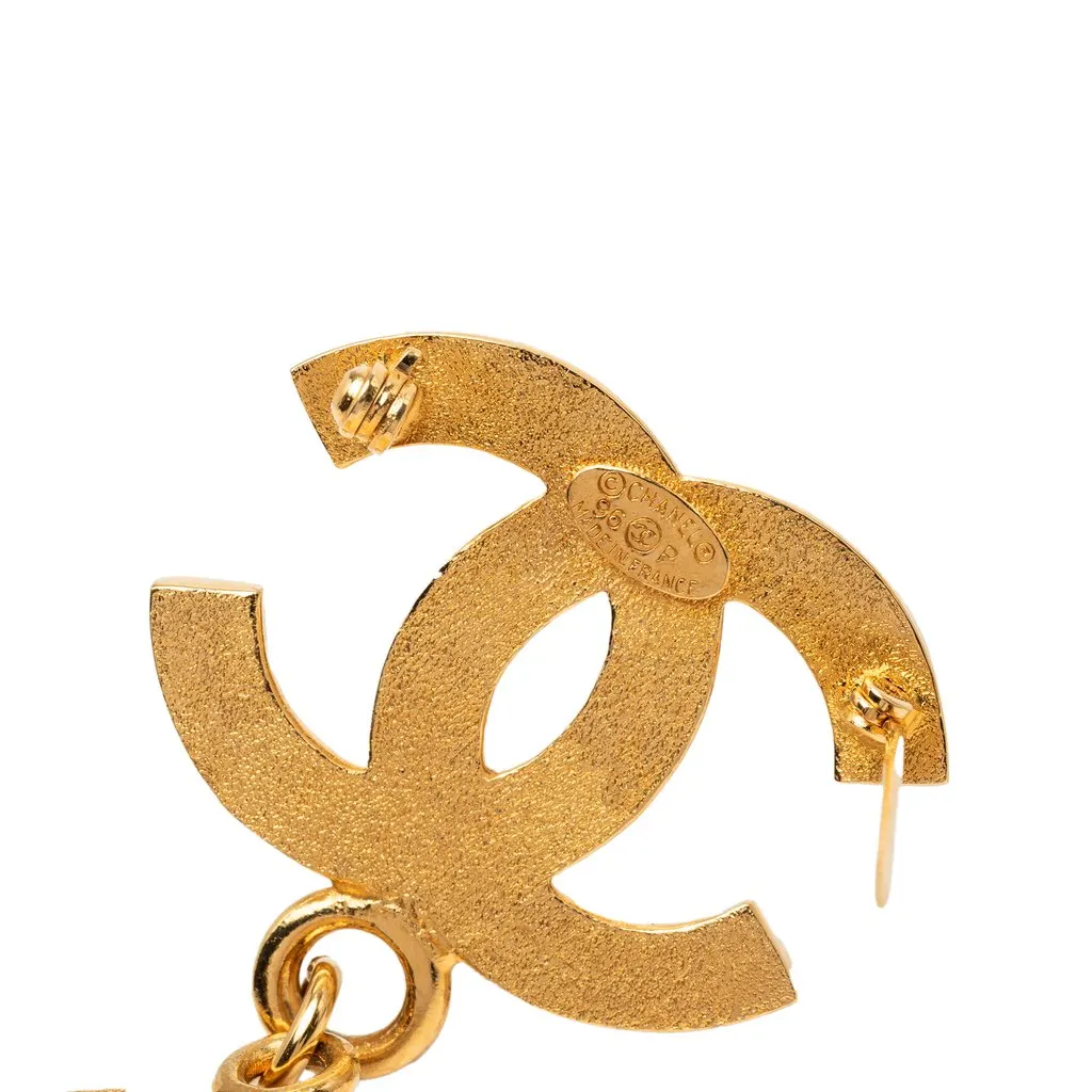 Chanel CC Gold Plated Medallion Drop Pin Brooch Gold Metal Very good - Inside View