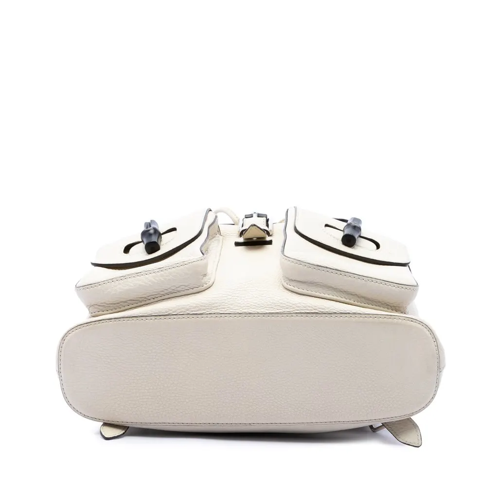 Gucci Grained Calfskin Bamboo Tassel Backpack White Leather Very good - Inside View