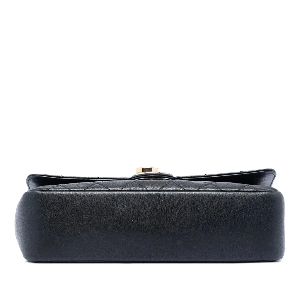 Chanel Quilted Lambskin Turn and Lock Flap Black Leather Very good - Inside View