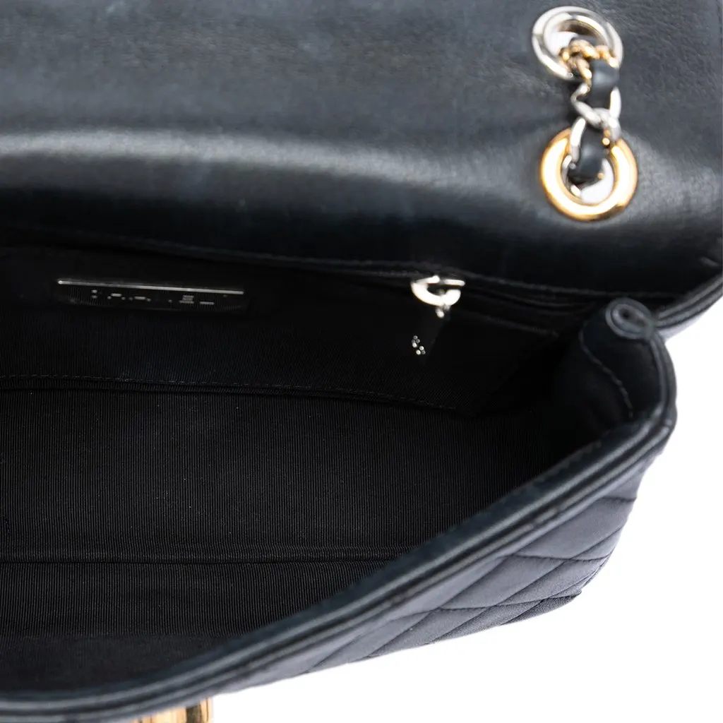 Chanel Quilted Lambskin Turn and Lock Flap Black Leather Very good - Model View
