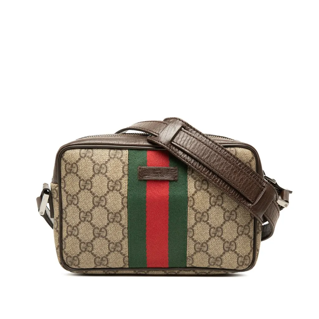 Gucci GG Supreme Web Crossbody Beige Canvas Very good - Front View