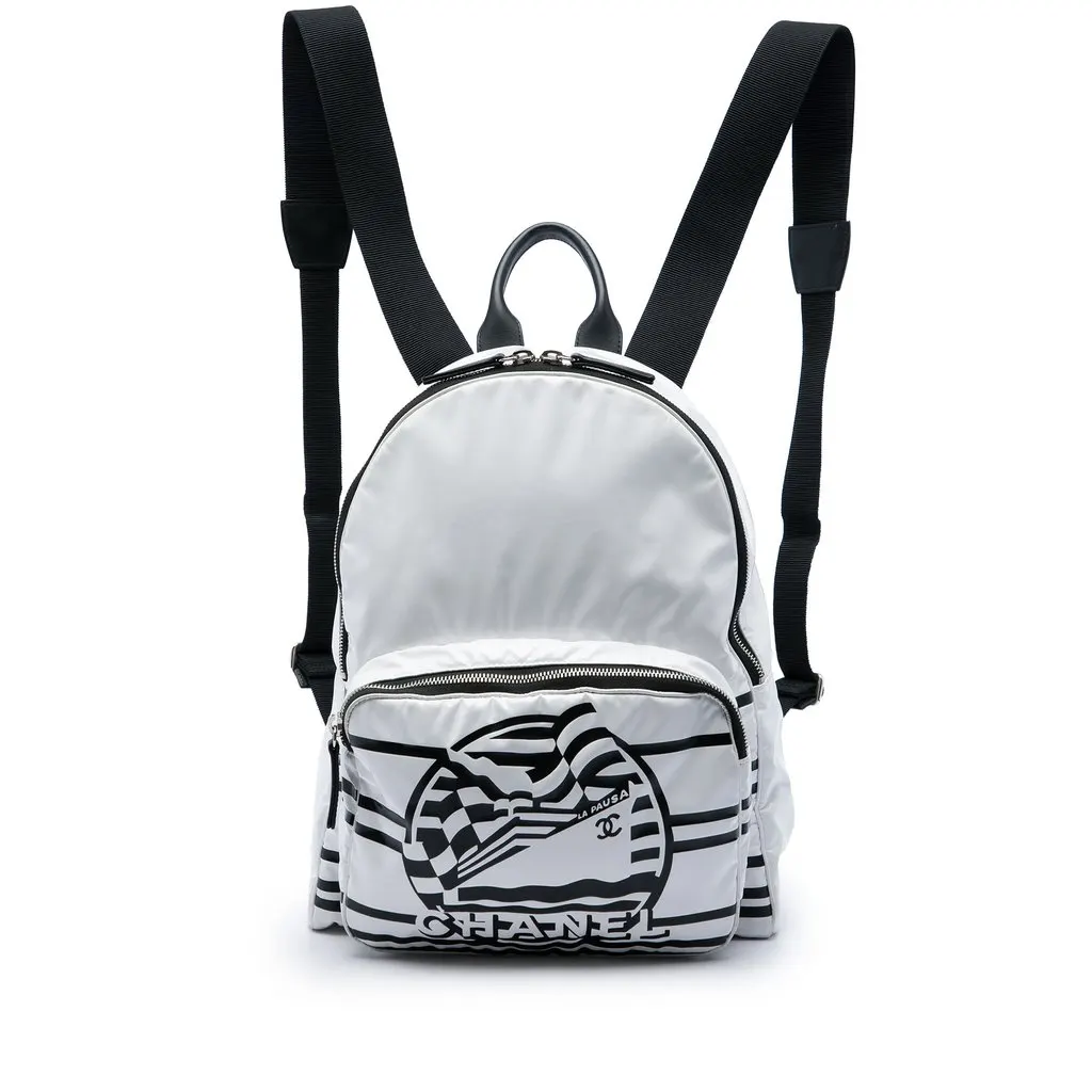 Chanel Vinyl La Pausa Bay Backpack White Plastic Good - Front View