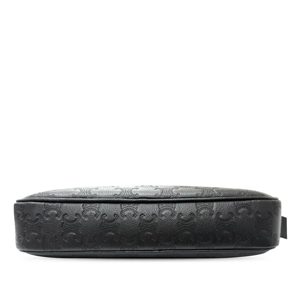 Celine Medium Triomphe Embossed Calfskin Messenger Bag Black Leather Very good - Inside View