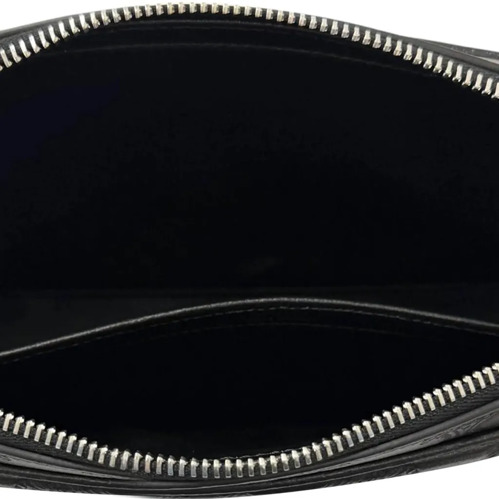 Celine Medium Triomphe Embossed Calfskin Messenger Bag Black Leather Very good - Model View