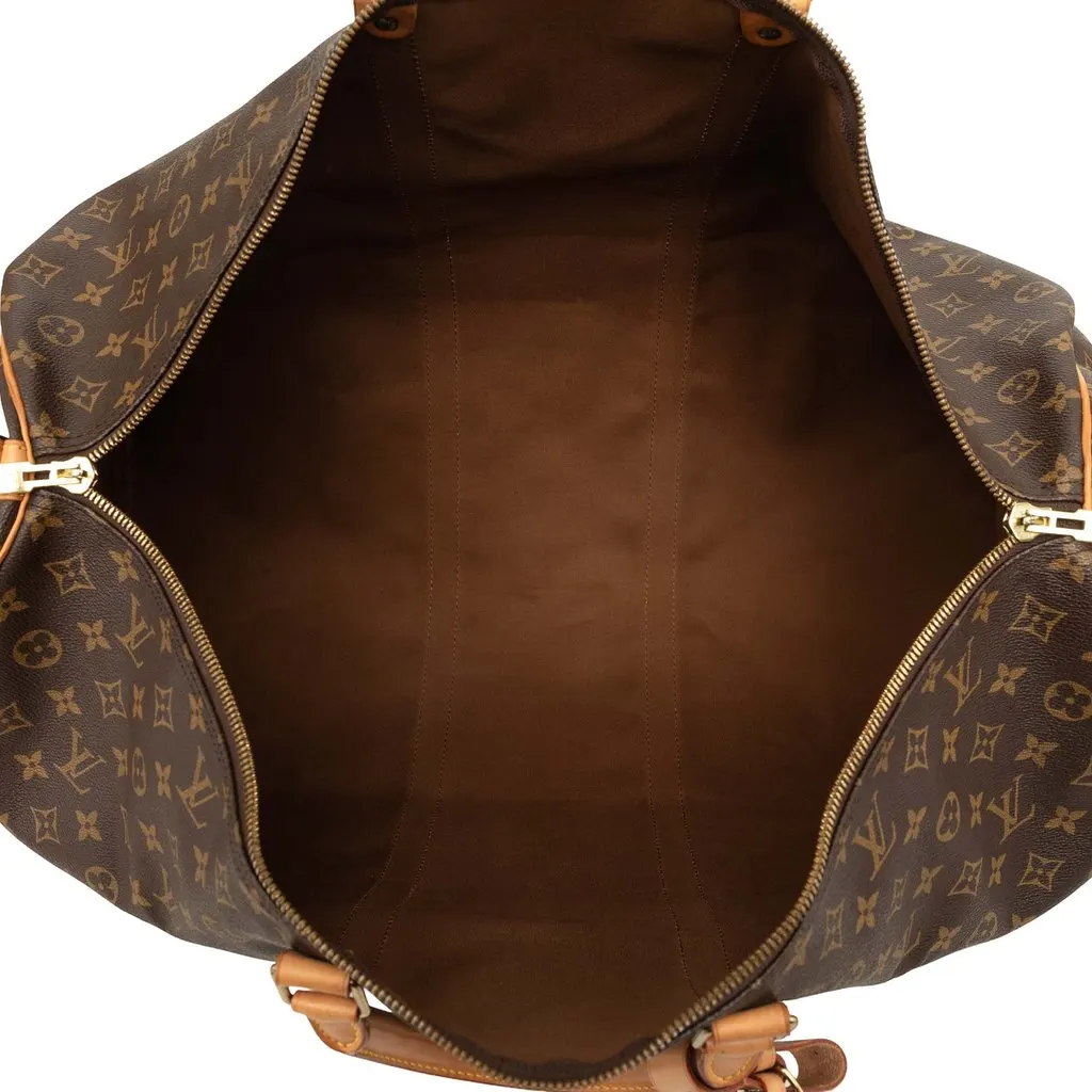 Louis Vuitton Monogram Keepall Bandouliere 60 Brown Canvas Good - Model View