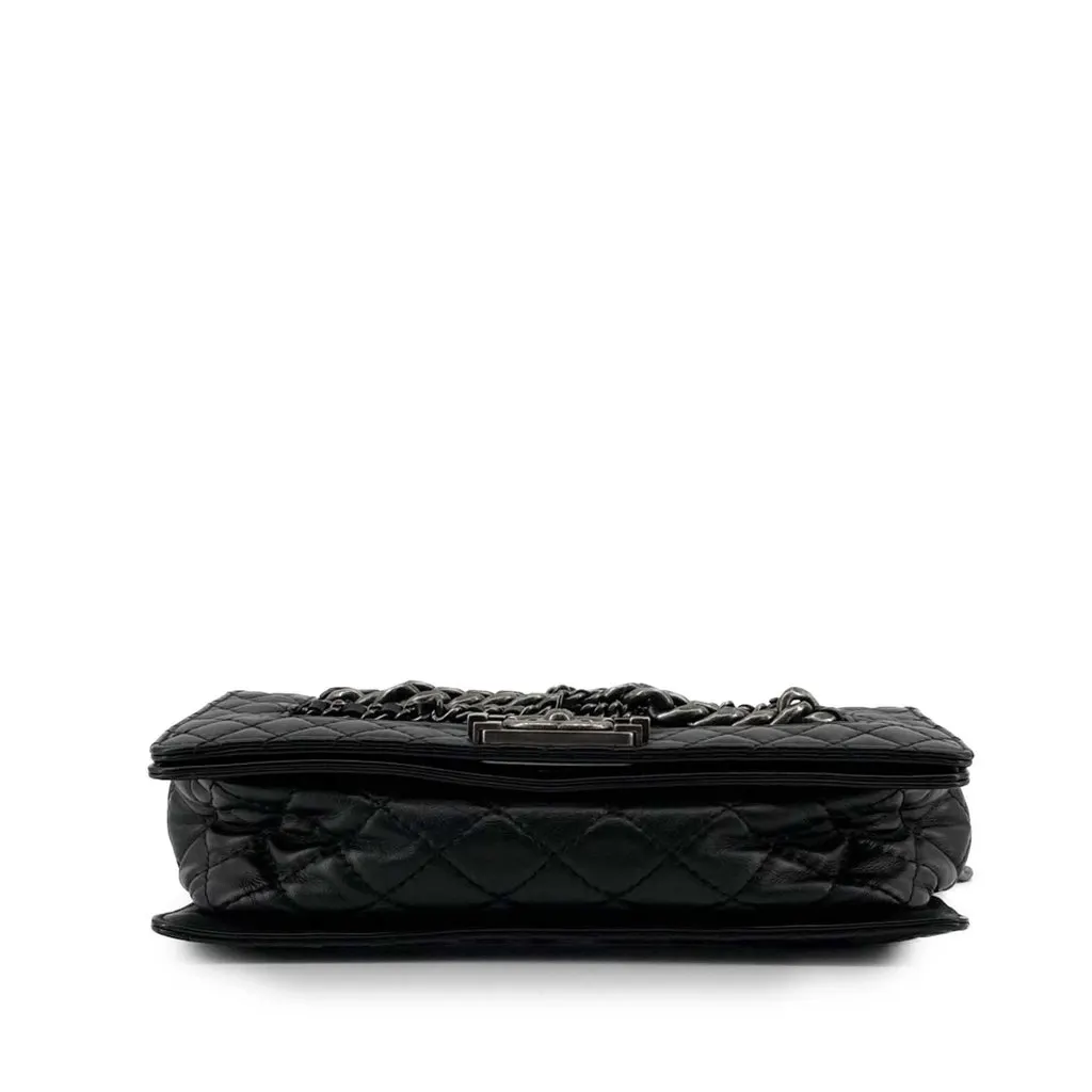Chanel Paris Dallas Old Medium Calfskin Enchained Boy Flap Black Leather Very good - Inside View