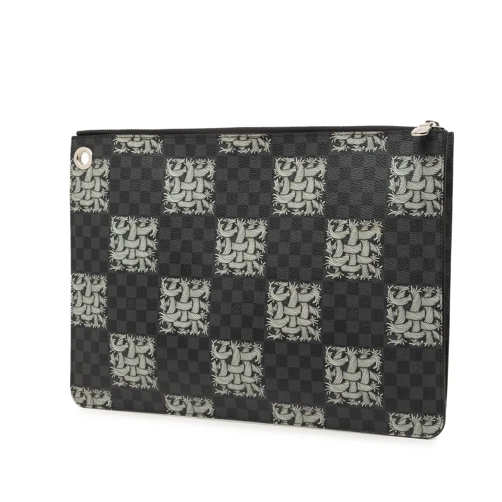 Louis Vuitton Christopher Nemeth Damier Graphite Rope Pochette Voyage GM Black Very good - Back View
