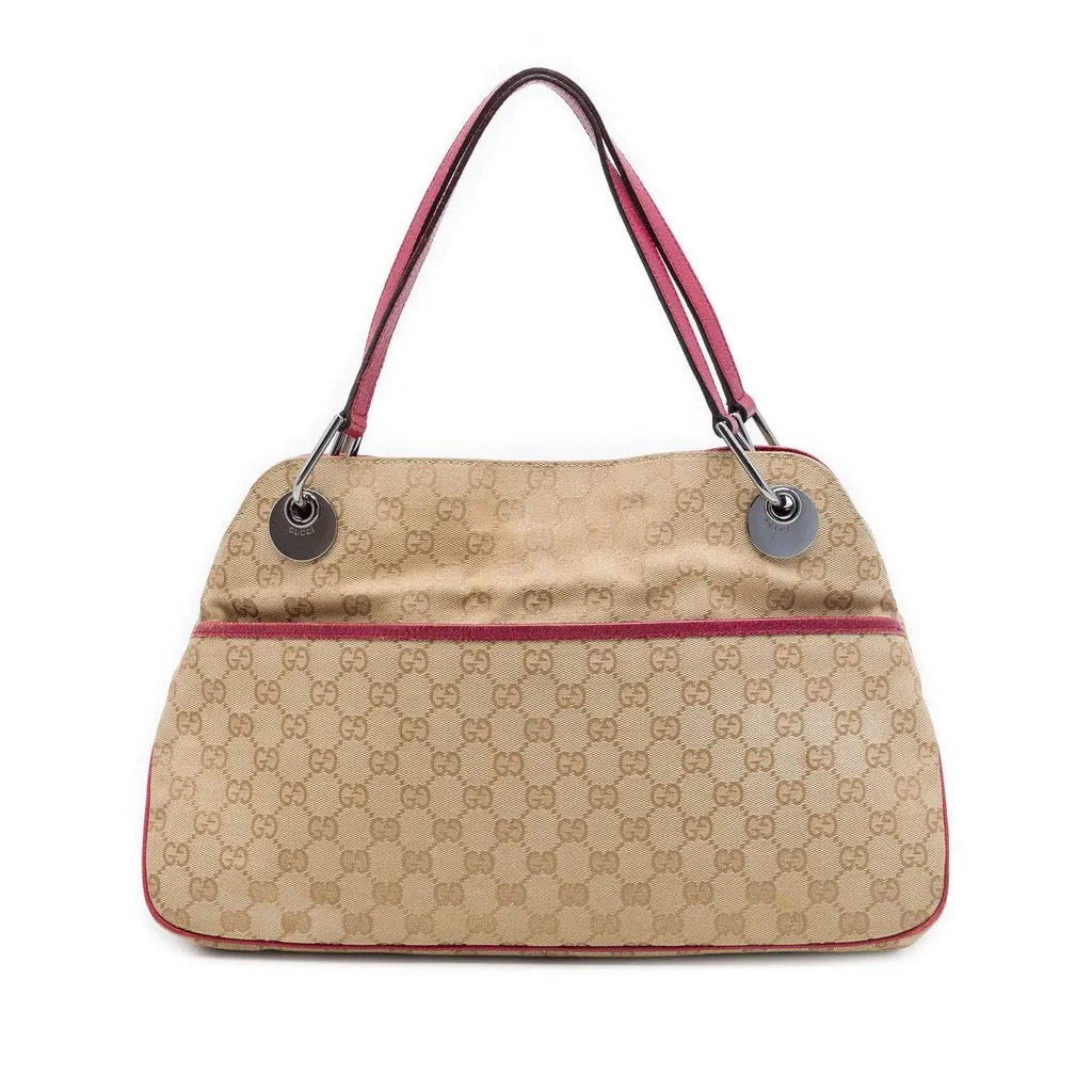 Gucci GG Canvas Eclipse Shoulder Bag Beige Canvas Good - Front View