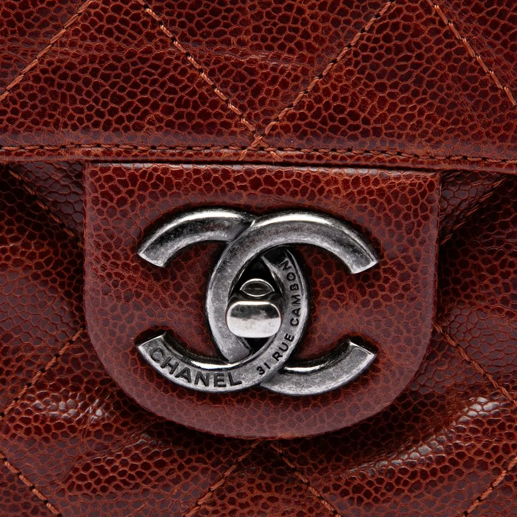 Chanel Medium Quilted Glazed Caviar Crave Flap Brown Leather Very good - Box View