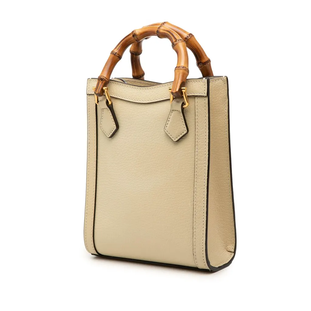 Gucci Mini Calfskin Bamboo Diana Satchel Brown Leather Good - Back View