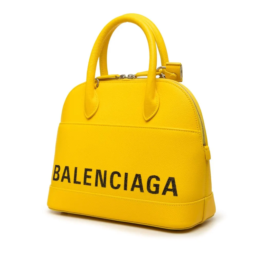 Balenciaga Grained Calfskin Ville Top Handle Bag S Yellow Leather Very good - Back View