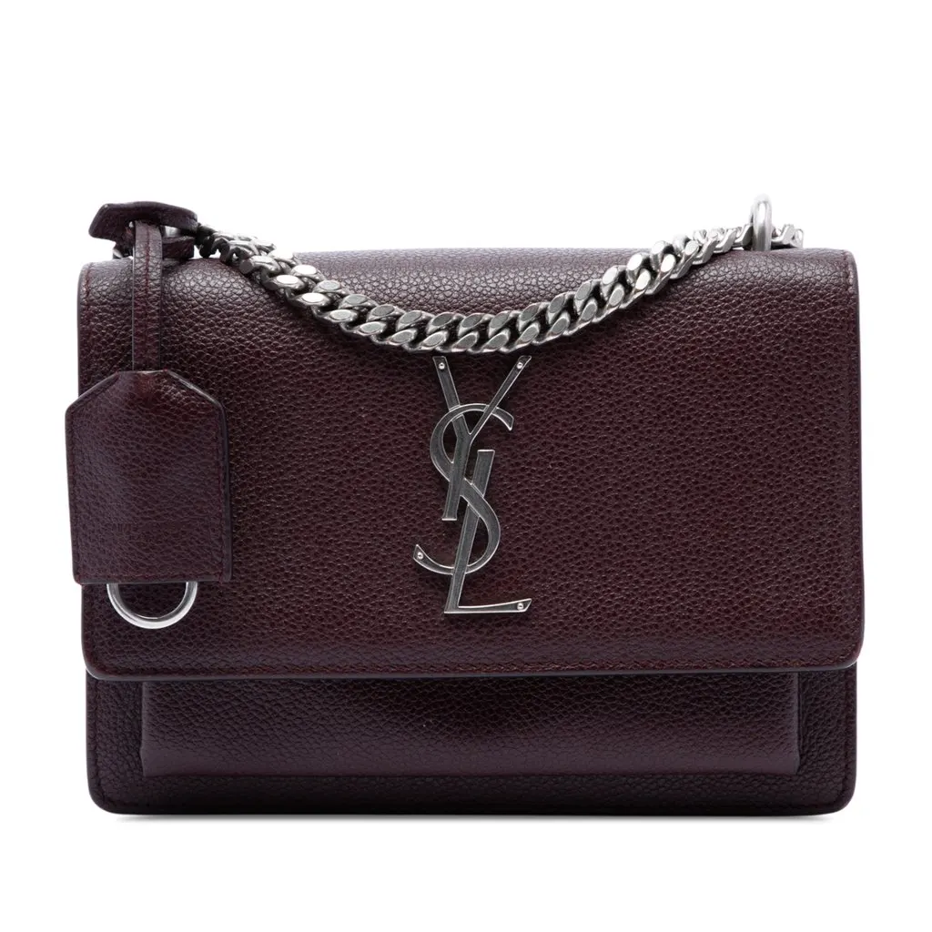 Saint Laurent Small Grained Calfskin Monogram Sunset Crossbody Purple Leather Very good - Front View
