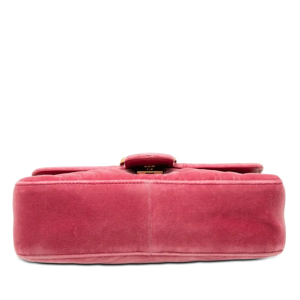 Gucci Medium GG Marmont Matelasse Velvet Shoulder Bag Pink Velvet Good - Inside View