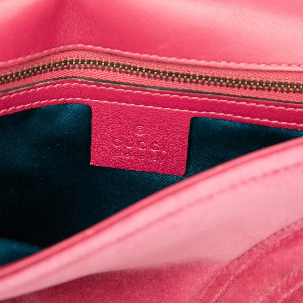 Gucci Medium GG Marmont Matelasse Velvet Shoulder Bag Pink Velvet Good - Box View