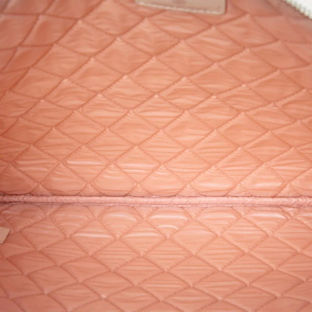 Chanel Large Quilted Printed Canvas Coco Cuba Libre O Case Clutch White Canvas Good - Model View