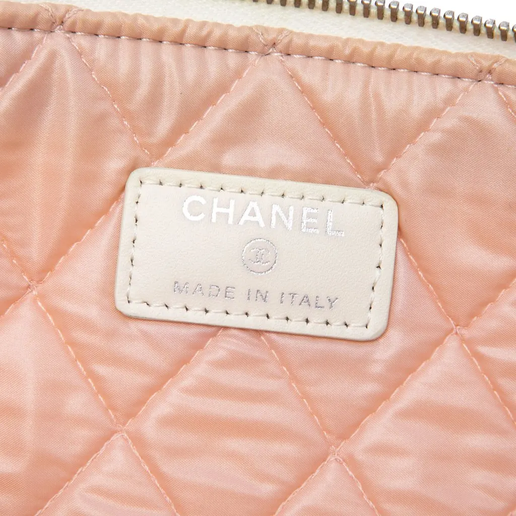 Chanel Large Quilted Printed Canvas Coco Cuba Libre O Case Clutch White Canvas Good - Box View