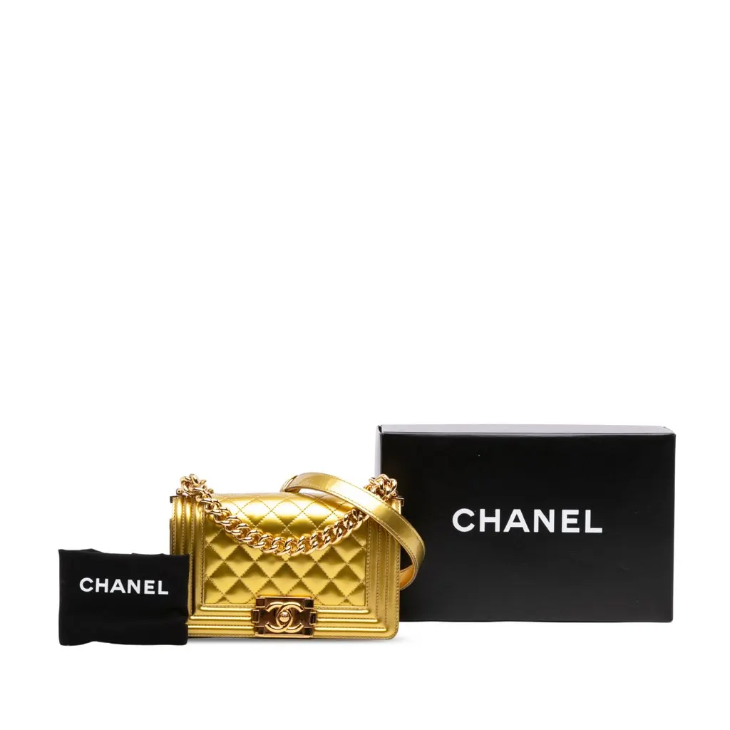 Chanel Small Quilted Metallic Patent Boy | Libas Collective