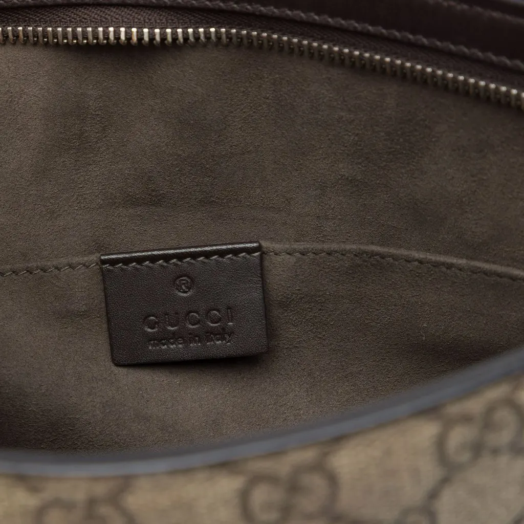 Gucci GG Supreme Web Clutch Beige Canvas Good - Box View
