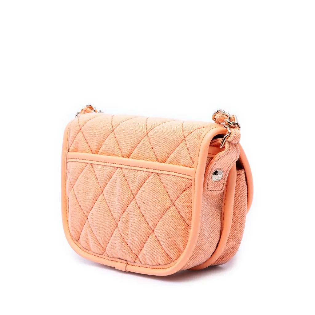 Chanel Mini CC Quilted Denim Messenger Flap Orange Very good - Back View