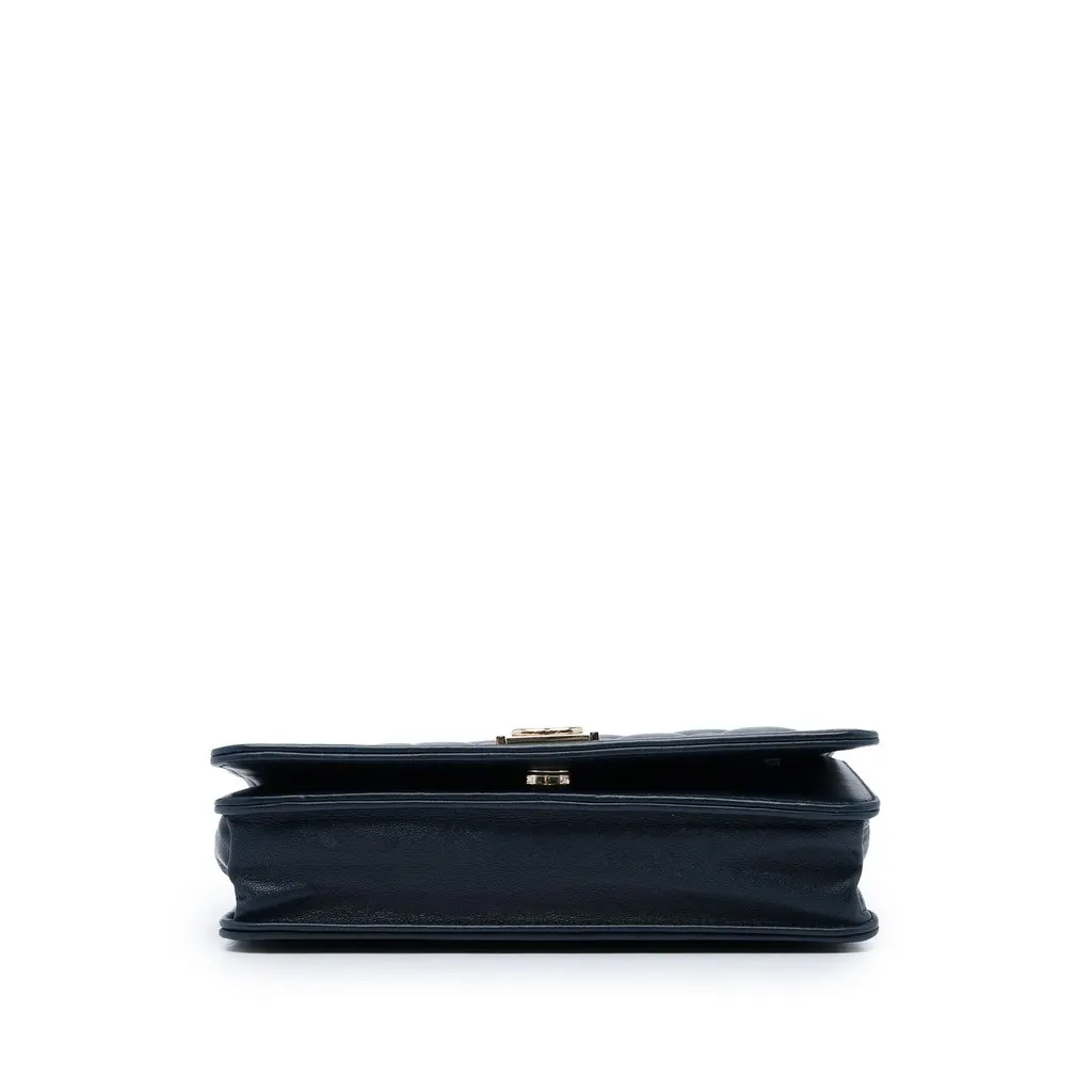 Chanel Small Quilted Lambskin Boy Flap Blue Leather Very good - Inside View