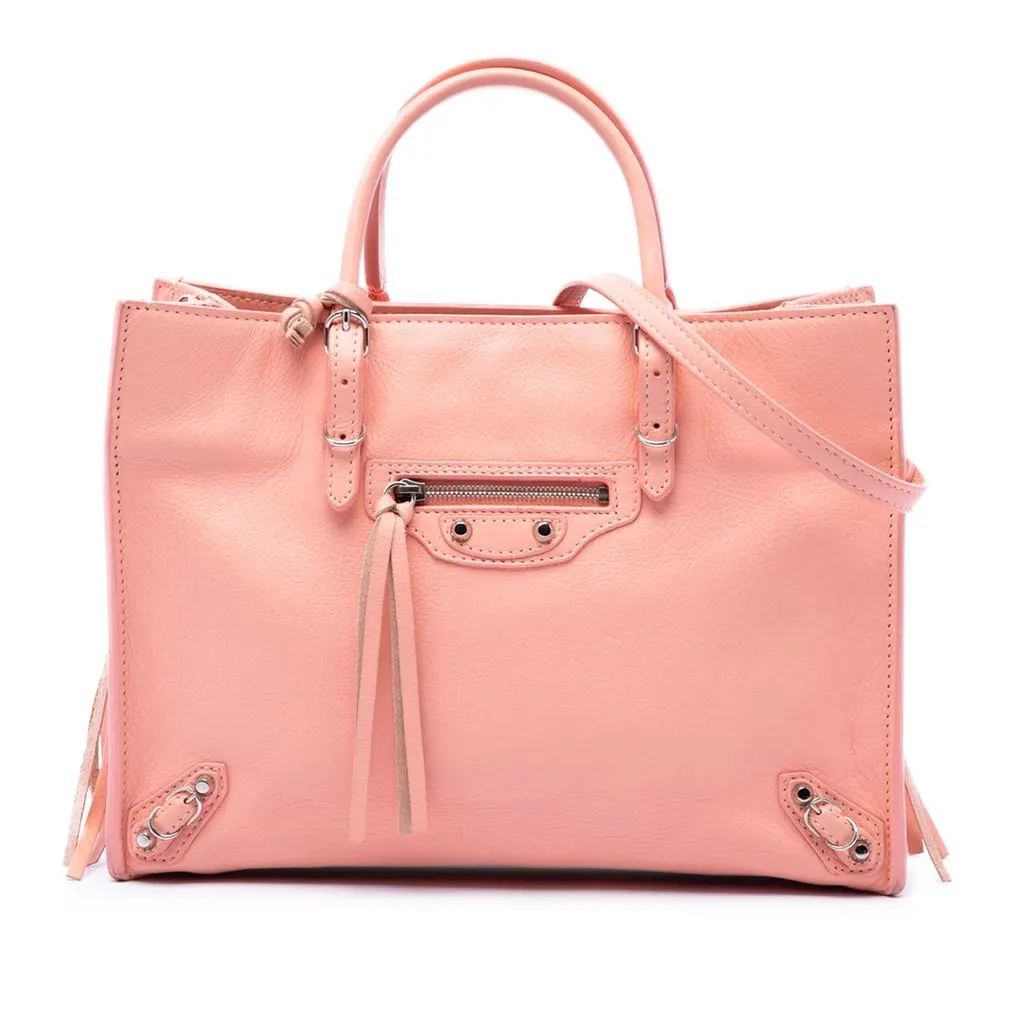 Balenciaga Calfskin Papier A6 Zip Around Satchel Pink Leather Very good - Front View