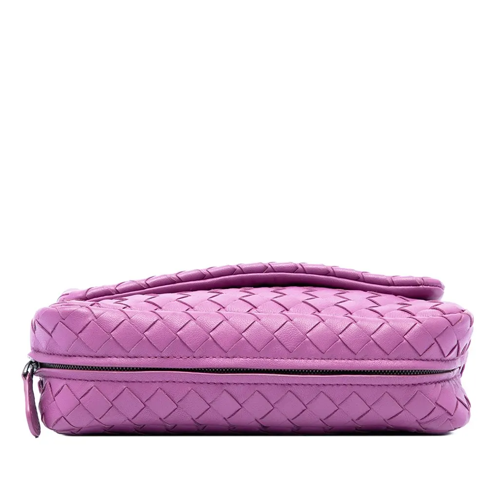 Bottega Veneta Mini Nappa Intrecciato Expandable Chain Flap Crossbody Purple Leather Very good - Inside View
