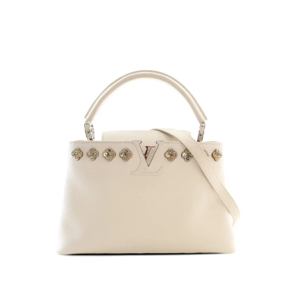 Louis Vuitton Taurillon Flowers Capucines PM White Leather Very good - Front View