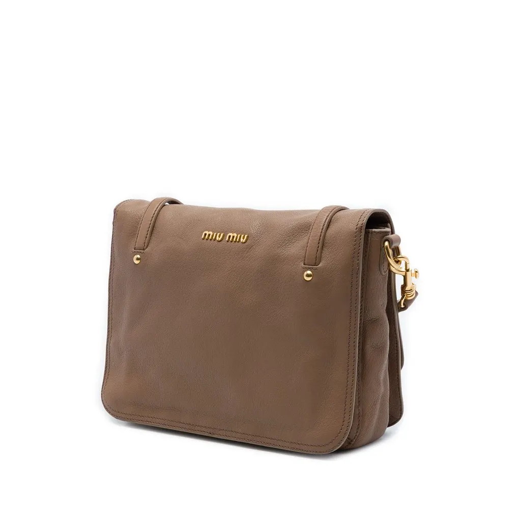 Miu Miu Cervo Deerskin East West Pattina Crossbody Brown Leather Very good - Back View
