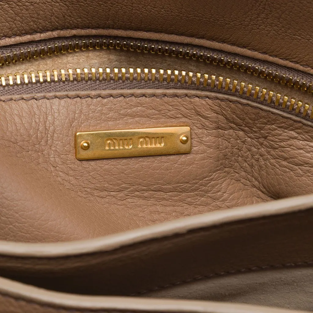 Miu Miu Cervo Deerskin East West Pattina Crossbody Brown Leather Very good - Box View