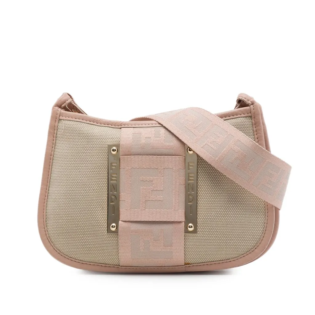 Fendi Canvas Zucca Borsa Tape Crossbody Beige Canvas Very good - Front View